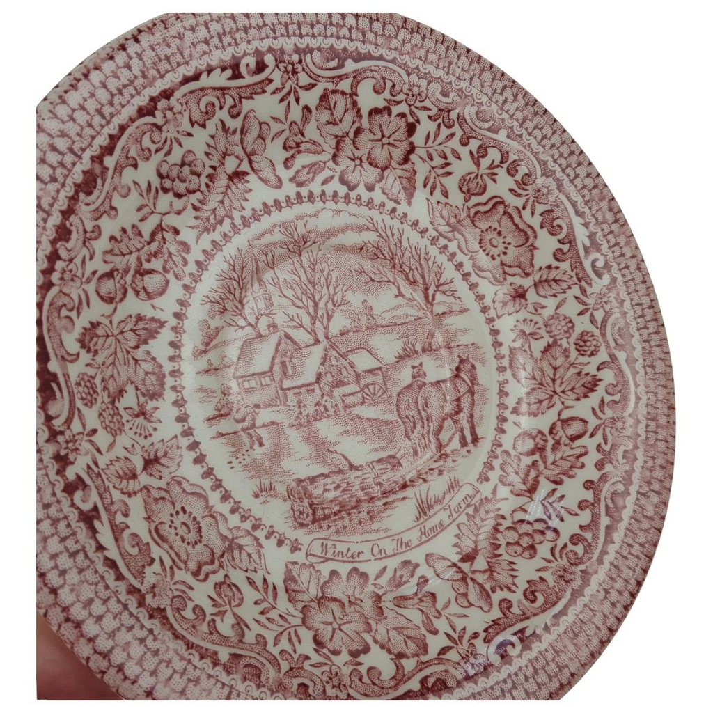 [100014] Untertasse für Kaffee 15 cm English Ironstone Tableware (EIT) EIT England Four Seasons Winter On The Home Farm gebraucht - akzeptabel Bild 2