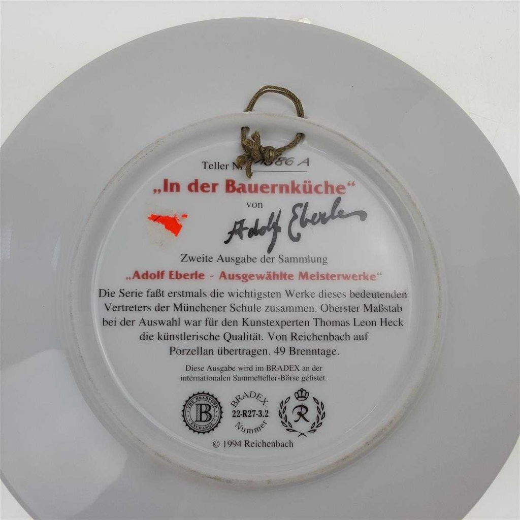 [100027] Wandteller Reichenbach Ausgewählte Meisterwerke In der Bauernküche Adolf Eberle gebraucht - sehr gut Bild 2