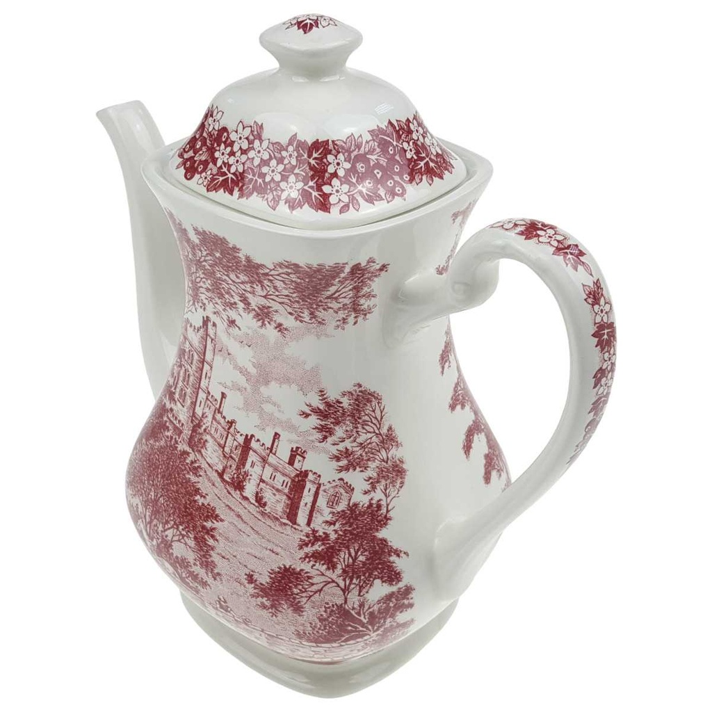 [100031] Kaffeekanne 1,25 L J & G Meakin England Haddon Hall Rot Historismus gebraucht - gut Bild 2
