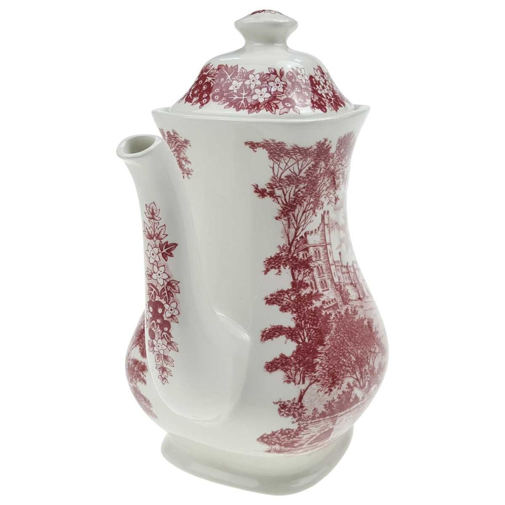 [100031] Kaffeekanne 1,25 L J & G Meakin England Haddon Hall Rot Historismus gebraucht - gut Bild 4