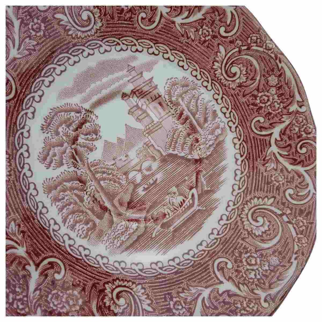 [100040] Untertasse für Kaffee 14,5 cm Enoch Wedgwood River Scene Rot gebraucht - gut Bild 3