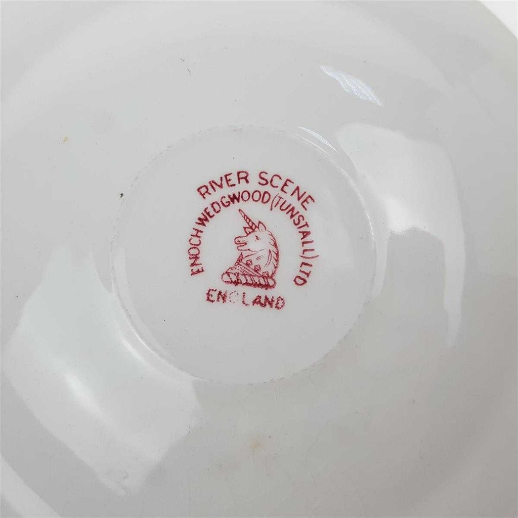 [100040] Untertasse für Kaffee 14,5 cm Enoch Wedgwood River Scene Rot gebraucht - gut Bild 4