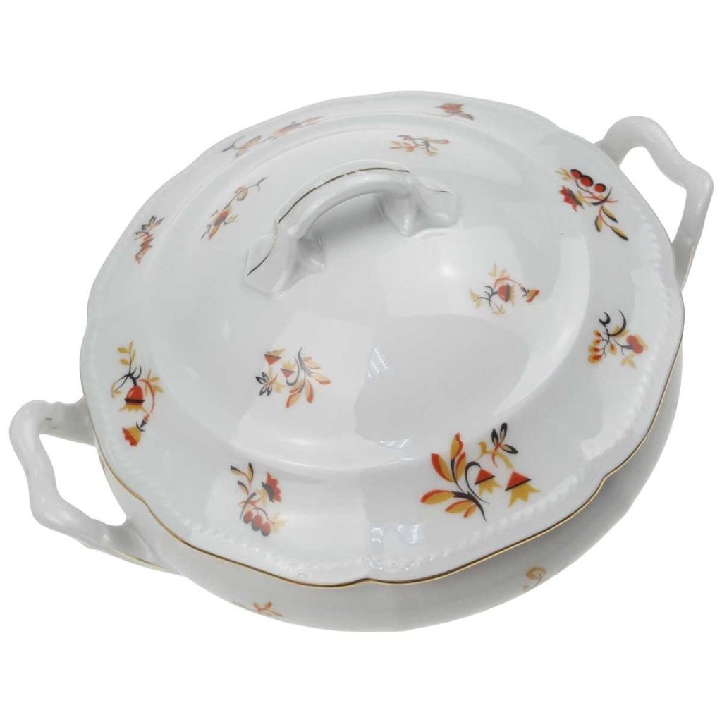 [100046] Ragoutterrine Servierschüssel Goldrand 1,5 L Seltmann Weiden Retro Blumendekor Kordelrand II. Wahl gebraucht - sehr gut Bild 2