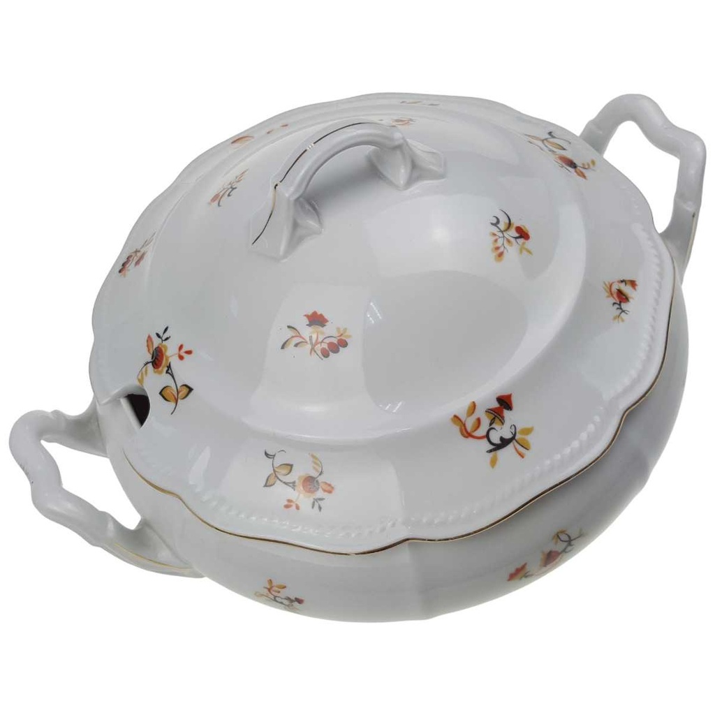 [100050] Suppenterrine Goldrand 3 L Seltmann Weiden Retro Blumendekor Kordelrand II. Wahl gebraucht - sehr gut Bild 2