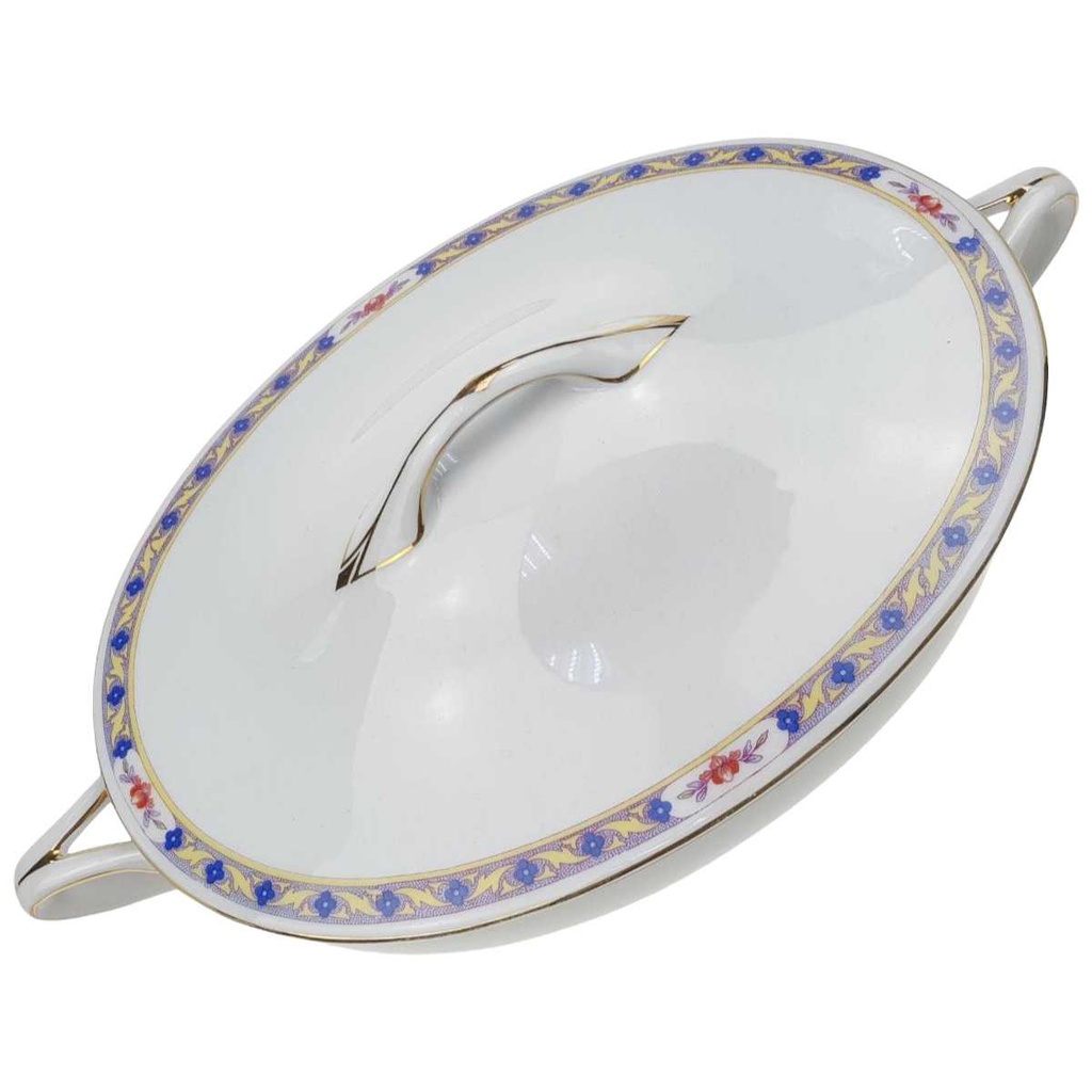 [100067] Ragoutterrine Servierschüssel Goldrand 1,4 L Rosenthal Botticelli Bunte Blumenranke Bavaria Selb gebraucht - gut Bild 2