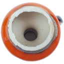 [100147] Kerzenhalter für Stabkerzen mit Henkel braun orange Dekor gebraucht - sehr gut Bild 3