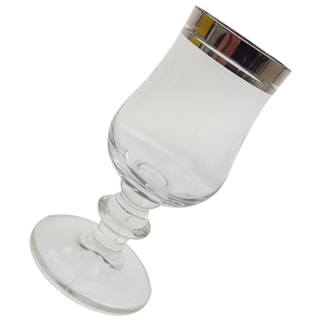 [100224] Schnapsglas auf Fuß H 9,5 cm Glas Platinrand Transparent Bild 2
