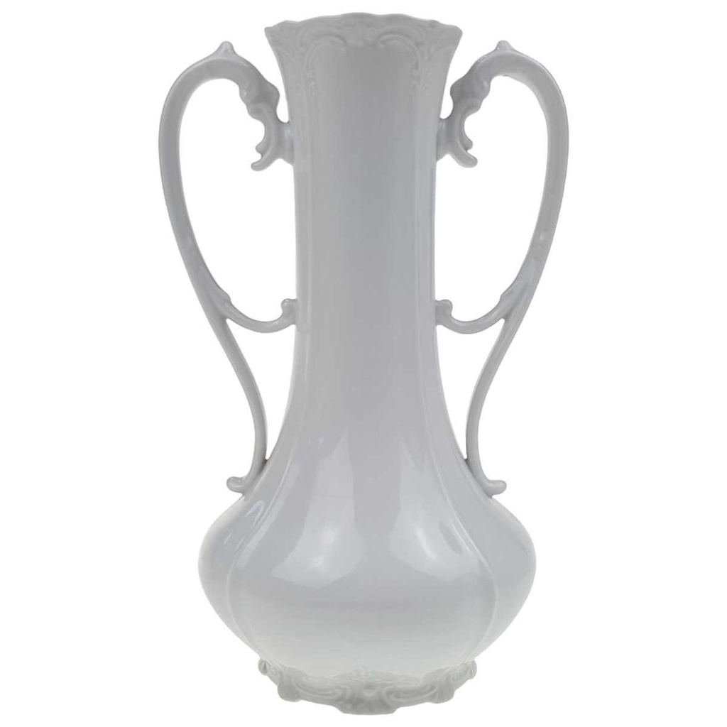 [100241] Henkelvase 22,5 cm Tirschenreuth Weiß gebraucht - gut Bild 2