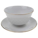 [100252] Sauciere Goldrand 1tlg Schirnding Bavaria Rillenrelief Weiß gebraucht - gut Bild 2