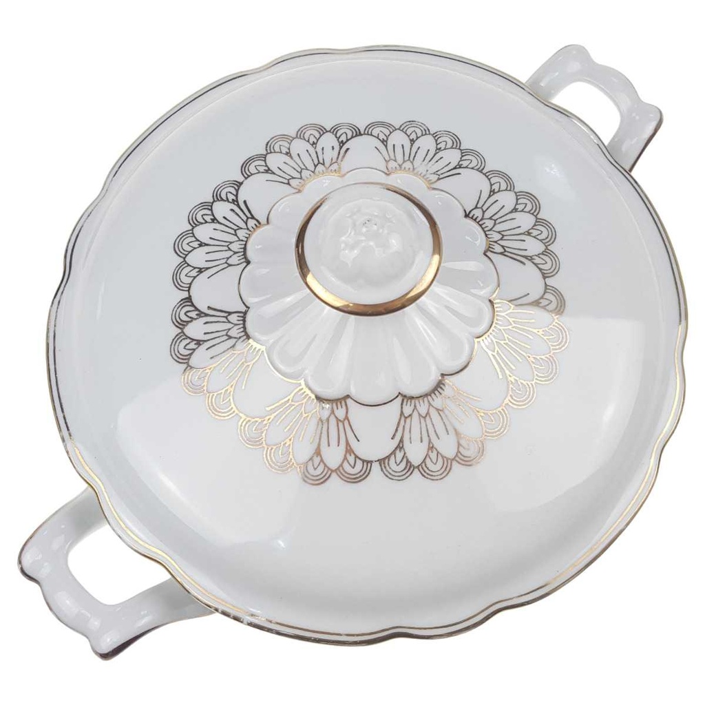 [100313] Ragoutterrine Servierschüssel Goldrand Golddekor 1,2 L Schirnding Bavaria gebraucht - akzeptabel Bild 2