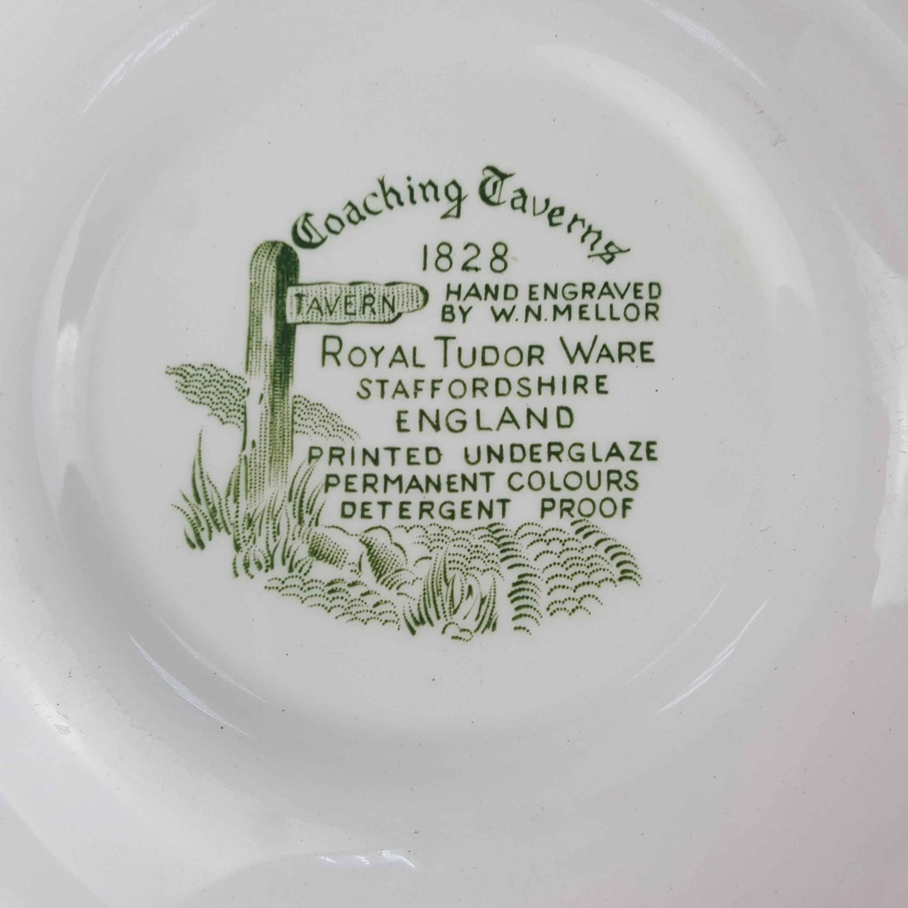 [129329] Suppenteller 20,2 cm Royal Tudor Coaching Taverns Grün gebraucht - sehr gut Bild 3