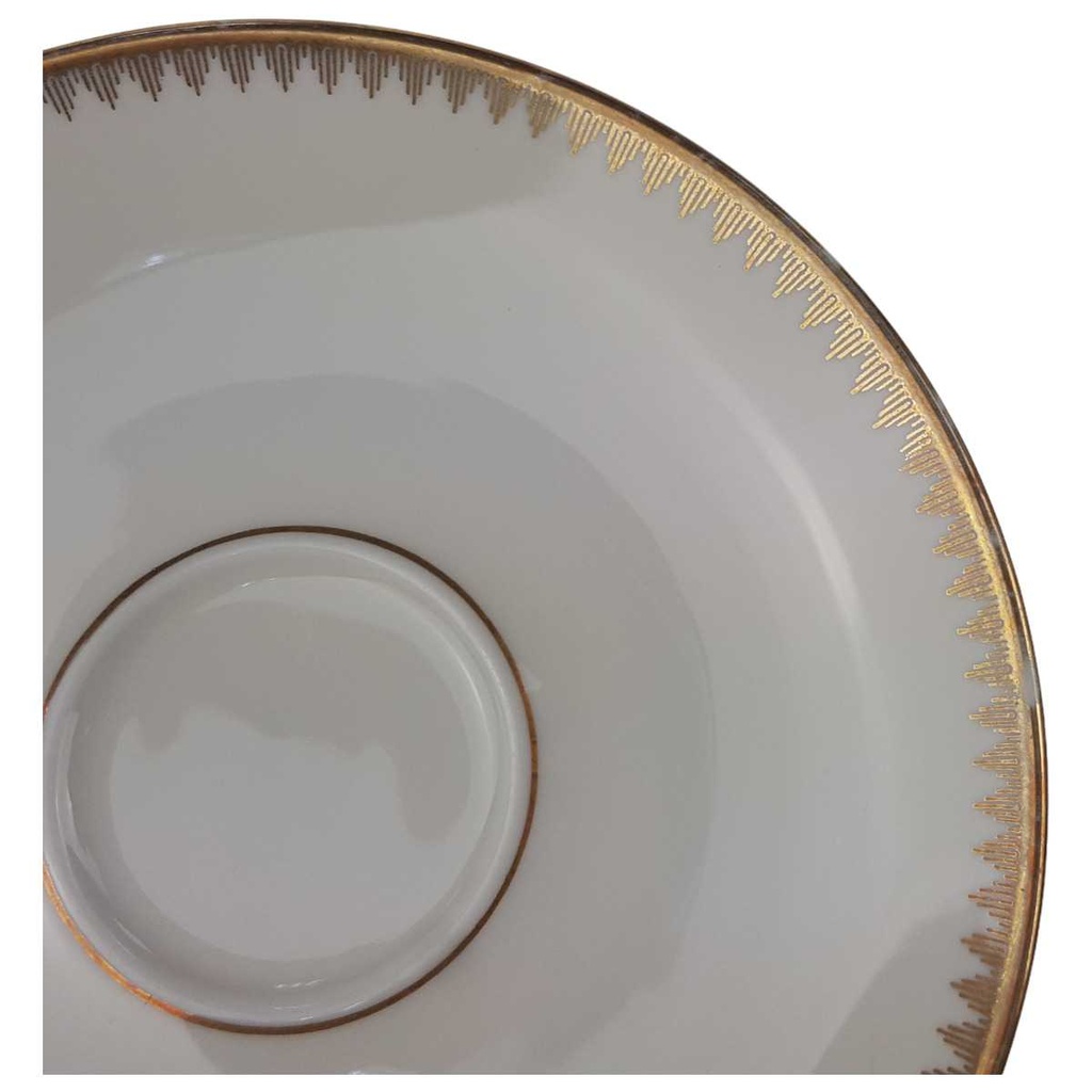 [129343] Kuchenteller Dessertteller 19,4 cm Eschenbach Alte Formen Goldranke 7 mm Elfenbein Beige gebraucht - sehr gut Bild 4