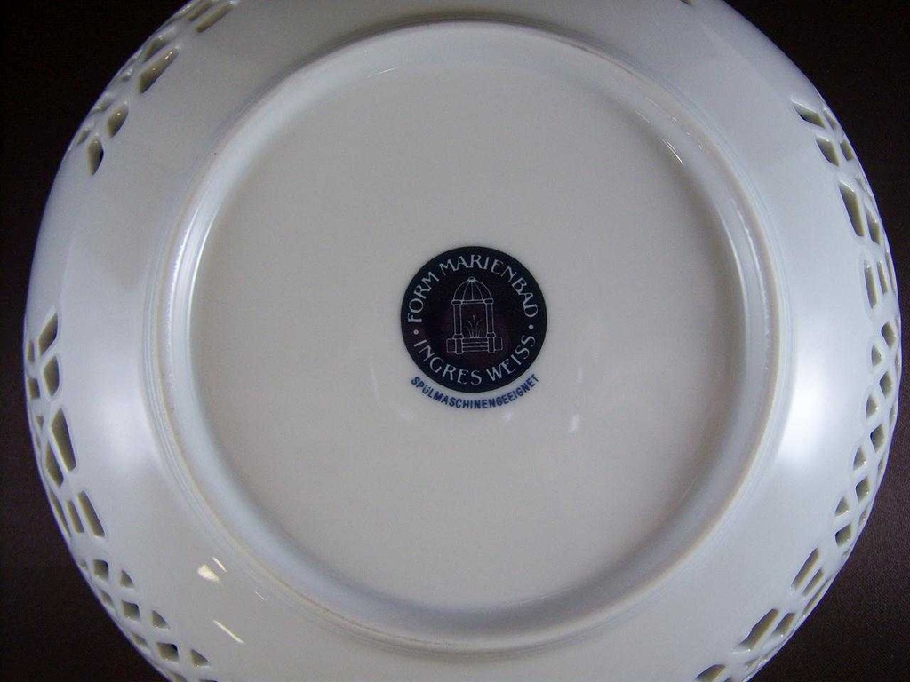 [151204892] Schale Durchbrucharbeit 19 cm Marienbad Ingres Weiss Indisch Blau gebraucht - sehr gut Bild 3
