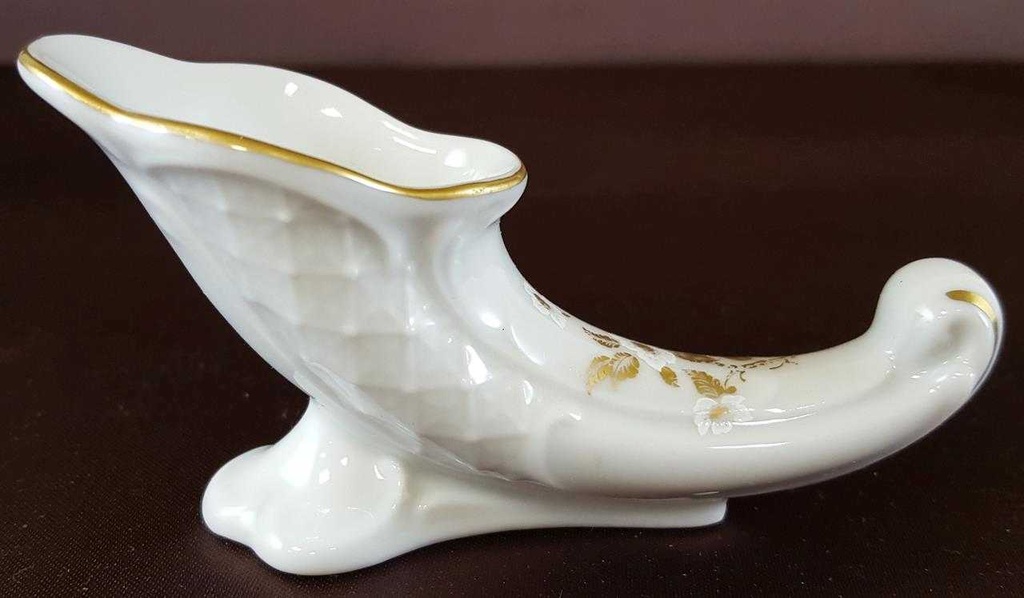 [160125127] Hornvase mini 5 cm Lindner Porzellan Anna Maria Moosrose gebraucht - sehr gut Bild 2
