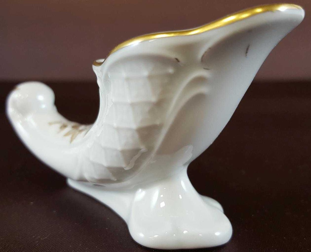 [160125127] Hornvase mini 5 cm Lindner Porzellan Anna Maria Moosrose gebraucht - sehr gut Bild 3