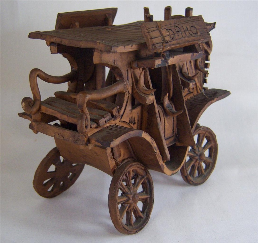 [160419394] Figur Skulptur Pferdekutsche Pferdefuhrwerk Keramik Handarbeit Deko Vintage/Retro/NostalgieStil Bild 2