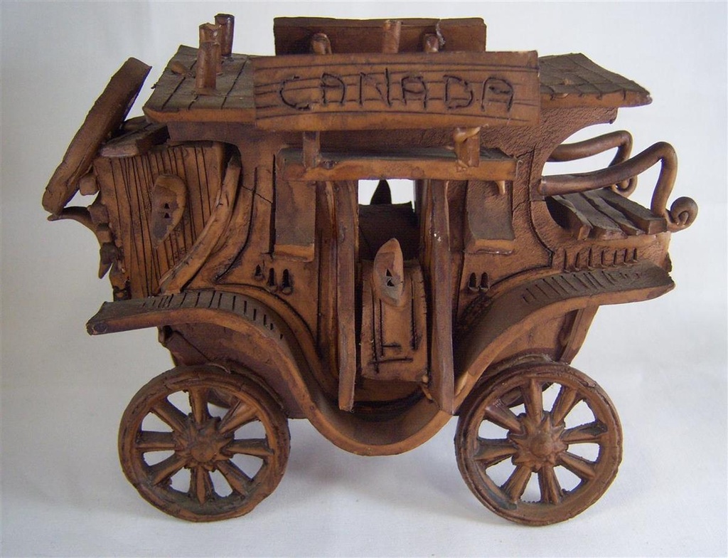 [160419394] Figur Skulptur Pferdekutsche Pferdefuhrwerk Keramik Handarbeit Deko Vintage/Retro/NostalgieStil Bild 4