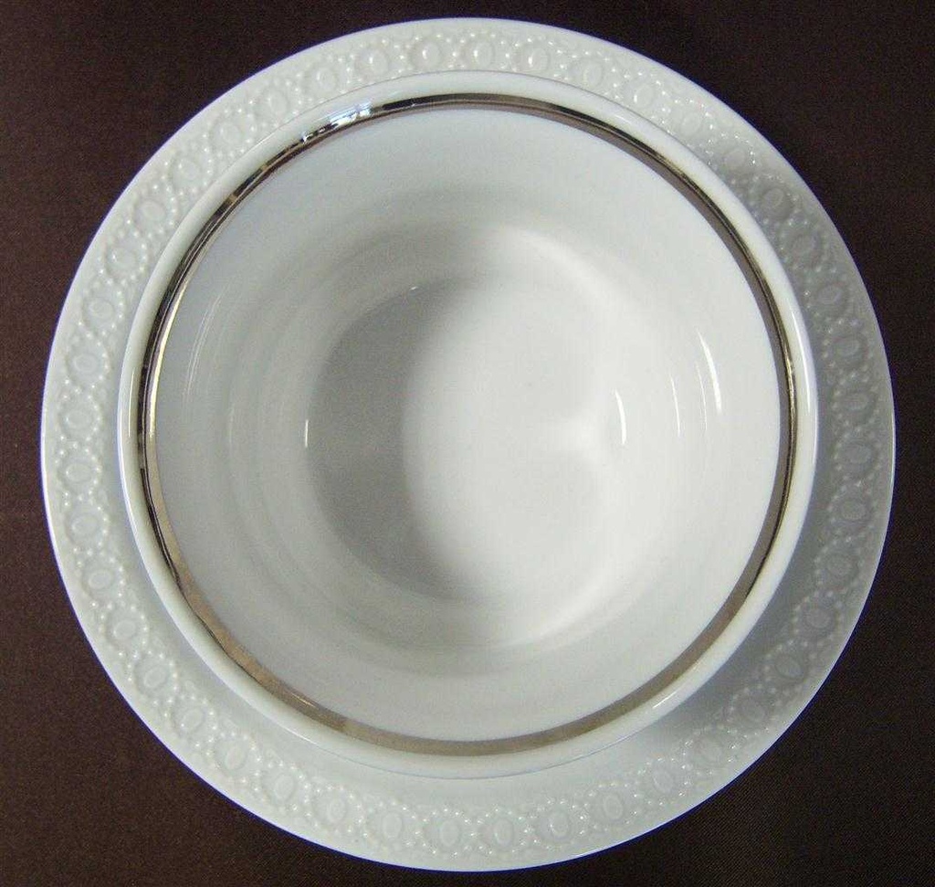 [16080500202] Sauciere mit Teller Schumann Arzberg Reliefrand Platinrand gebraucht - sehr gut Bild 3