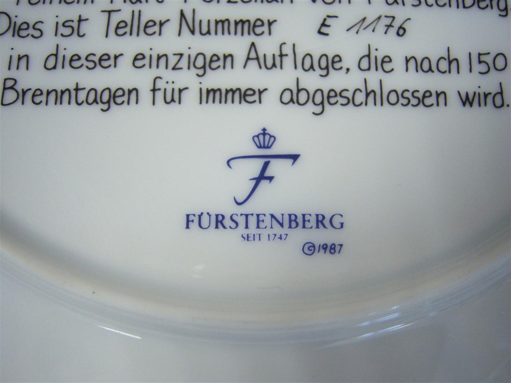 [16080500204] Wandteller 19,3 cm Fürstenberg gebraucht - sehr gut Bild 4