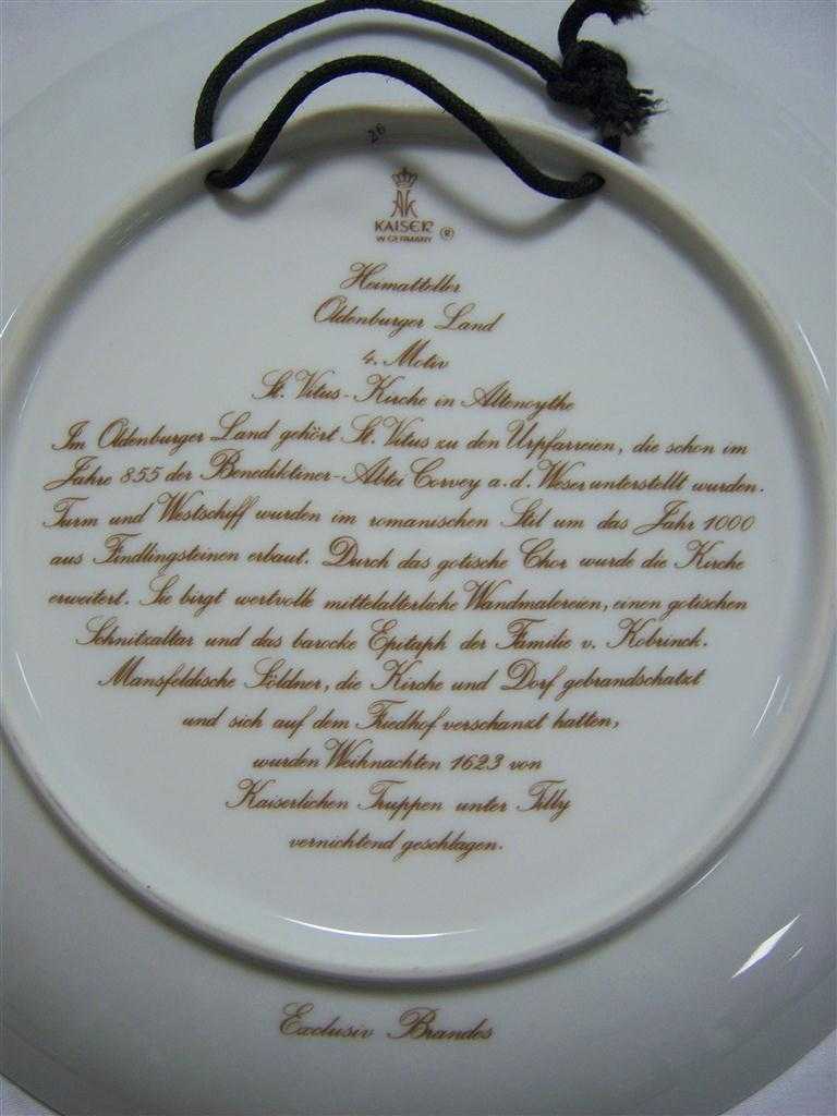 [16081500270] Heimatteller AK Kaiser Porzellan Wandteller Oldenburger Land gebraucht - sehr gut Bild 3