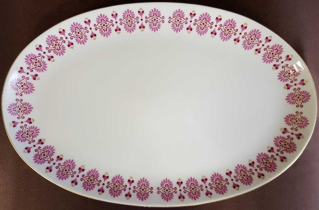 [16081800297] Servierplatte Speiseplatte Fleischplatte Steakplatte 32x21 cm Graf von Henneberg Pink Gold gebraucht - gut Bild 4