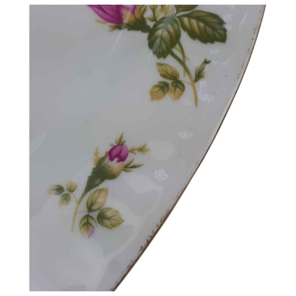 [1780528] Servierplatte 33,3x22 cm Chodziez Moosrose Goldrand gebraucht - gut Bild 2