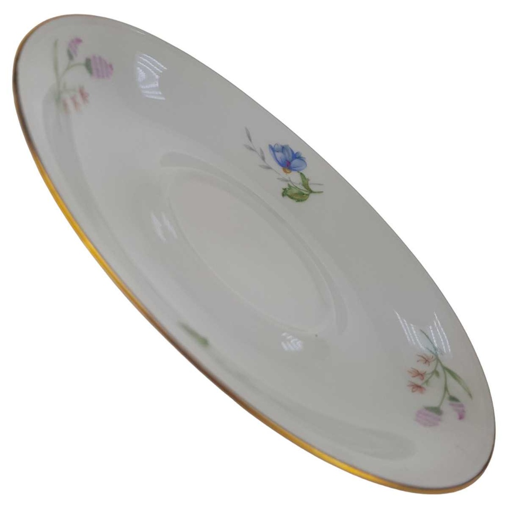 [1780542] Untertasse für Tee 14,5 cm Schaller Bunte Blumen Goldrand gebraucht - gut Bild 2