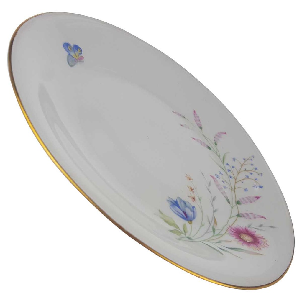 [1780544] Kuchenteller 19 cm Schaller Bunte Blumen Goldrand gebraucht - gut Bild 2