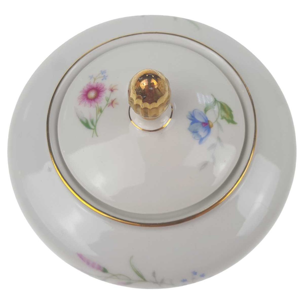[1780546] Zuckerdose Schaller Bunte Blumen Goldrand gebraucht - sehr gut Bild 3