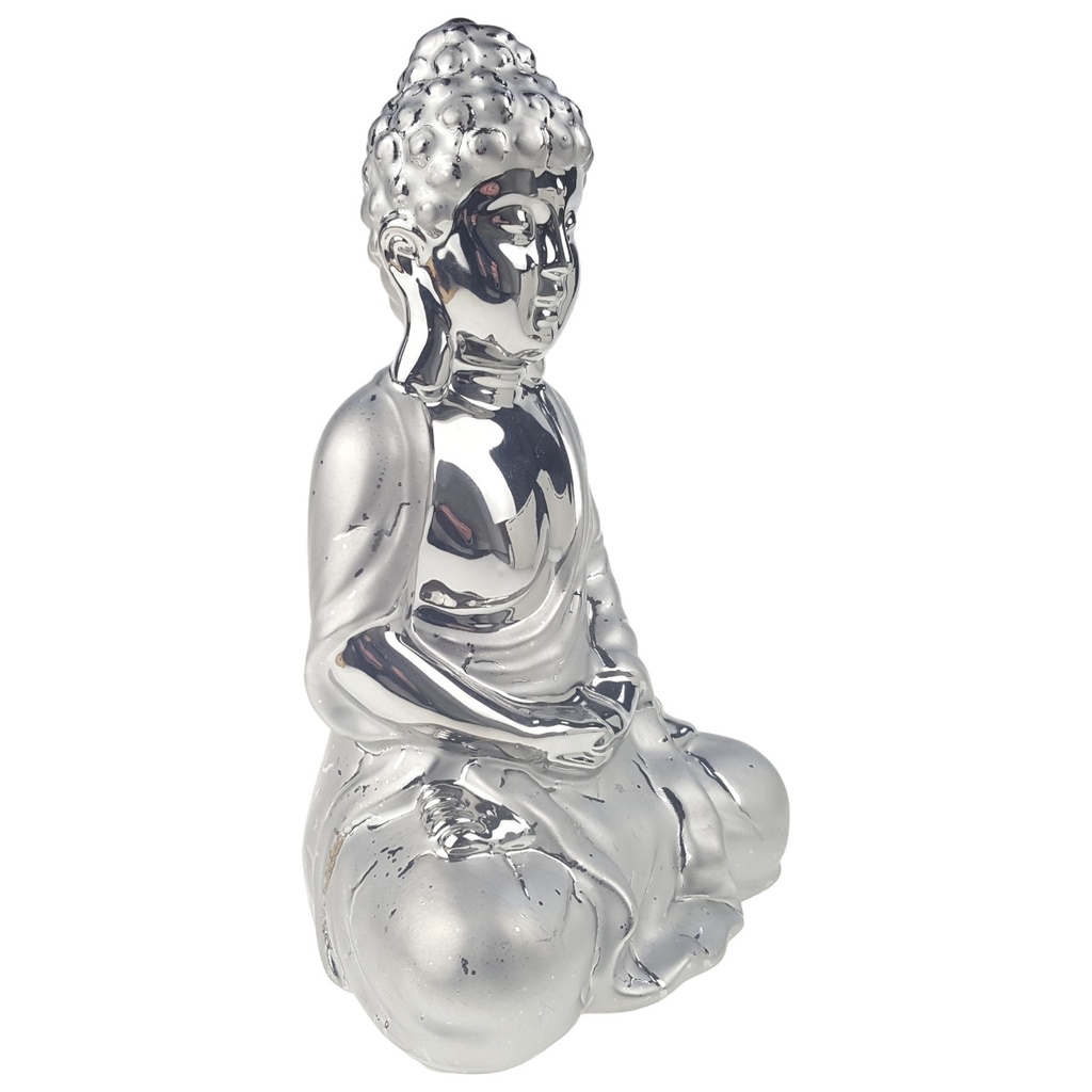 [1780680] Skulptur Figur Buddha sitzend Gilde Dreamlight Silber H 24,5 cm Bild 2