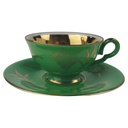[1780730] Mokkatasse mit Untertasse Sammeltasse Goldrand 2tlg Schirnding Grün Gold gebraucht - sehr gut Bild 2