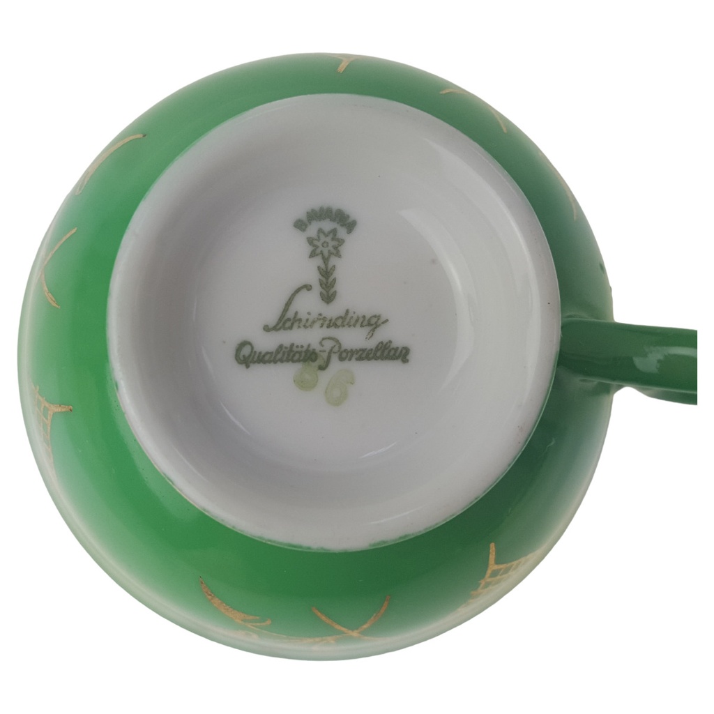 [1780730] Mokkatasse mit Untertasse Sammeltasse Goldrand 2tlg Schirnding Grün Gold gebraucht - sehr gut Bild 6