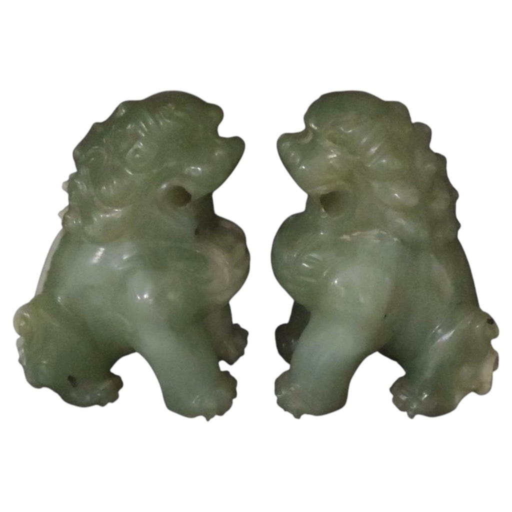 [1785165] Figur Skulptur 2er Set Jade Wächter Löwen Statuen Buchstützen schwer Bild 2
