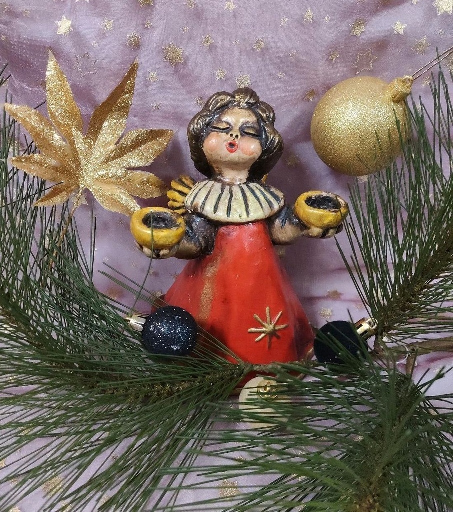 [1785216] Kerzenhalter Figur Skulptur Thun Bozener Engel Rot Gold Bild 6