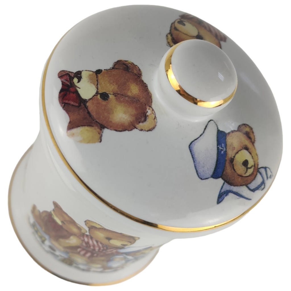 [1805944] Deckeldose D 8 cm H 12,2 Reutter Porzellan Bear Henry & Friends Teddys Spielstunde gebraucht-sehr gut Bild 2