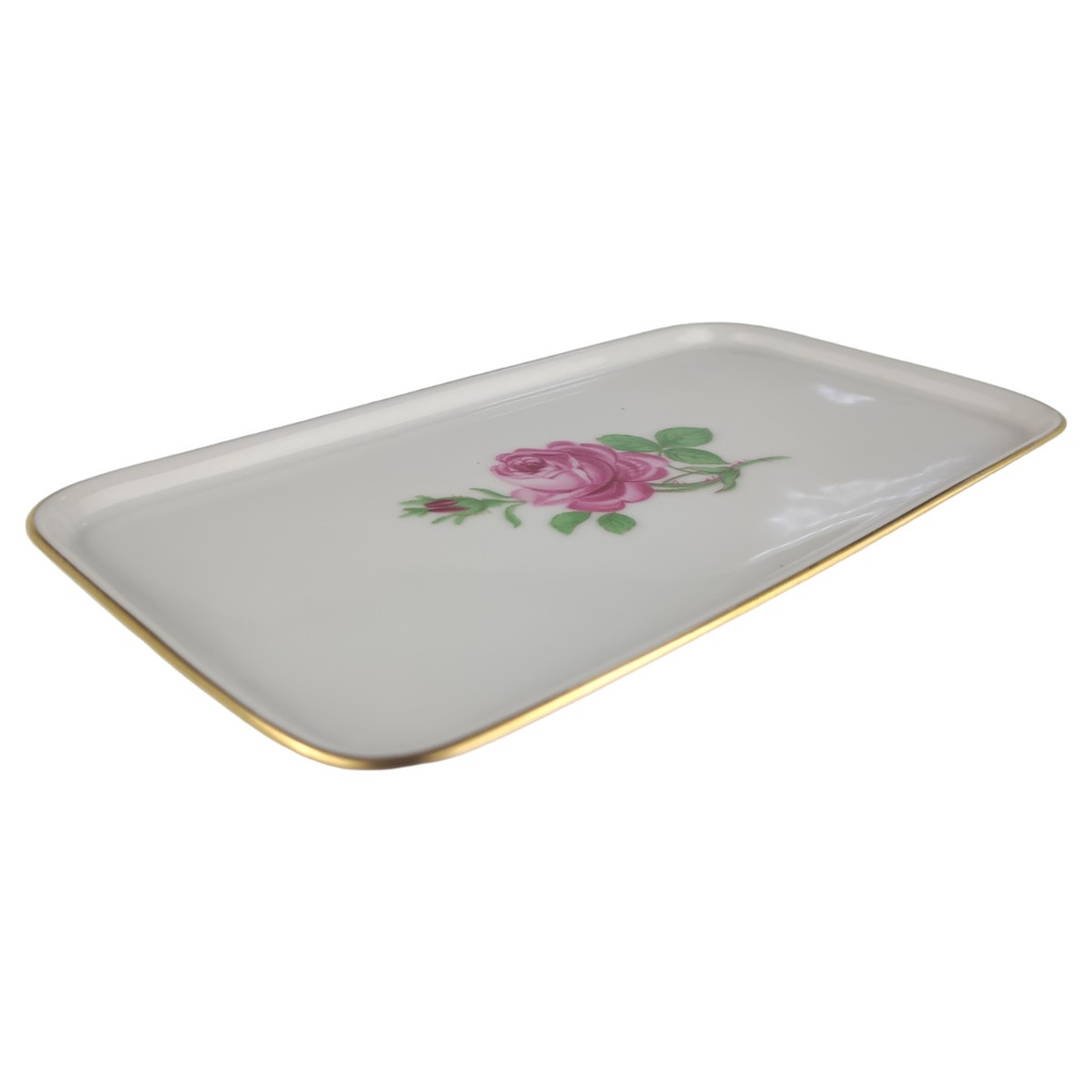 [1805949] Tablett für Milch und Zucker H 1,2 cm 19,4x10 Alt Fürstenberg Rote Rose 02171 Porzellan gebraucht-sehr gut Bild 2
