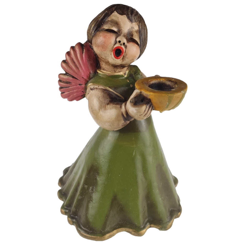 [1805953] Kerzenhalter Figur Skulptur Thun Bozener Engel grün rosa gold gebraucht - gut Bild 2