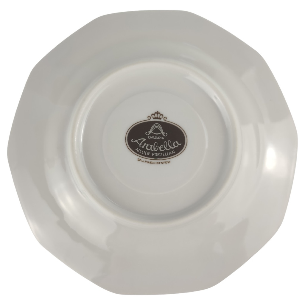 [1805985] Untertasse für Kaffee D 15 cm 14,8 Arabella Atelier Blumendekor Rosa-Grau Porzellan gebraucht-sehr gut Bild 3