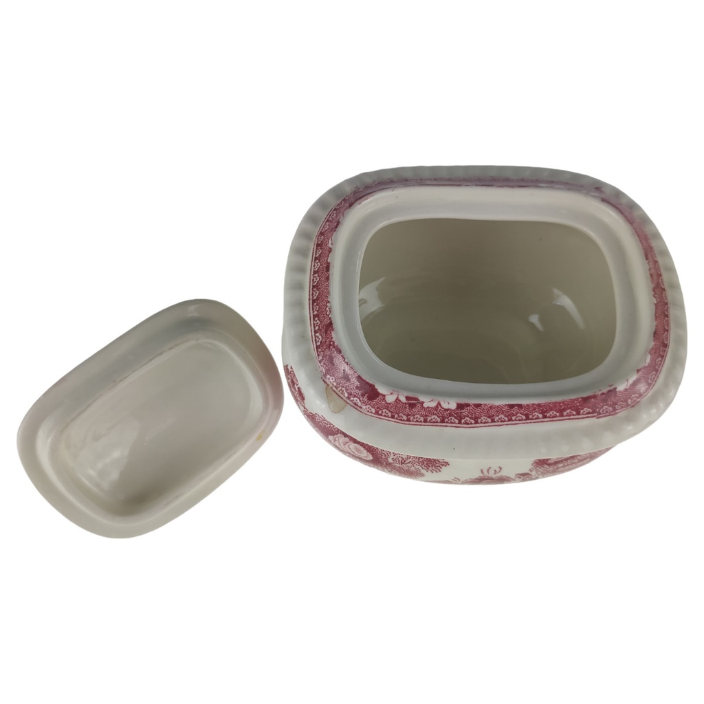 [1806013] Zuckerdose L 10,5 B 8,7 Spode Copeland Pink Tower Rot Keramik gebraucht-sehr gut Bild 3