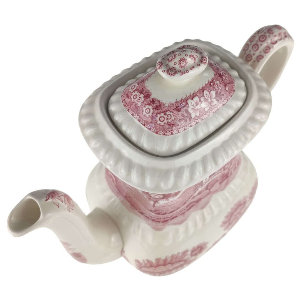 [1806062] Kaffeekanne 1,05 L H 18,3 B 11 Spode Copeland Pink Tower Rot Keramik gebraucht-gut Bild 2