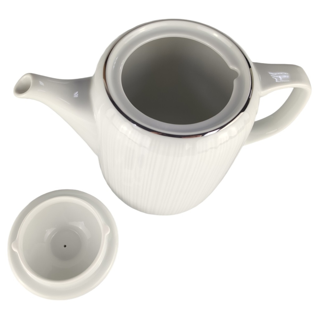 [1806084] Kaffeekanne 1,3 L H 19,5 L 21,5 B 11,5 Hutschenreuther Relief Platinrand Porzellan gebraucht-sehr gut Bild 3