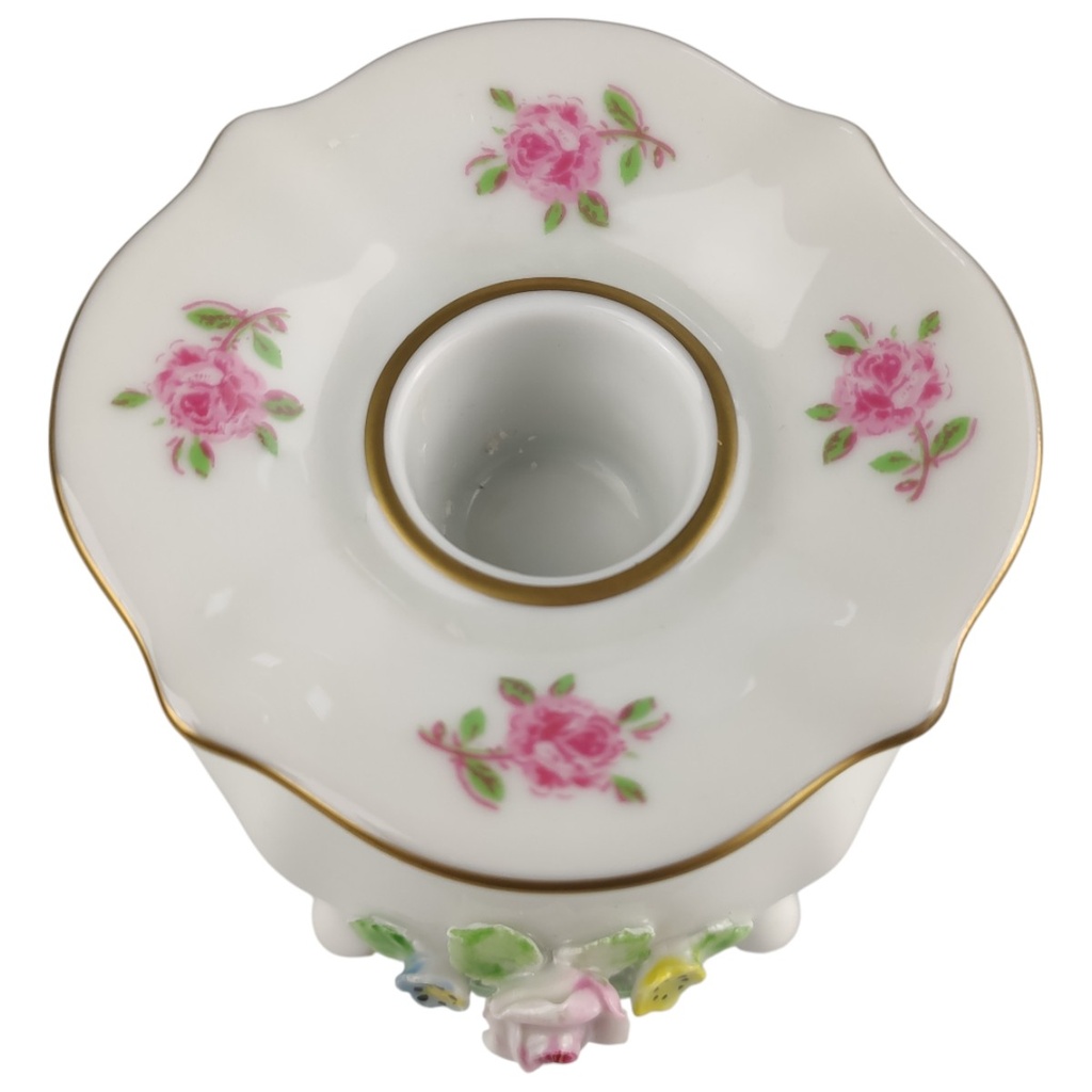 [1818158] Kerzenhalter für Stabkerzen Lindner Porzellan Blumendekor Goldrand gebraucht - sehr gut Bild 3
