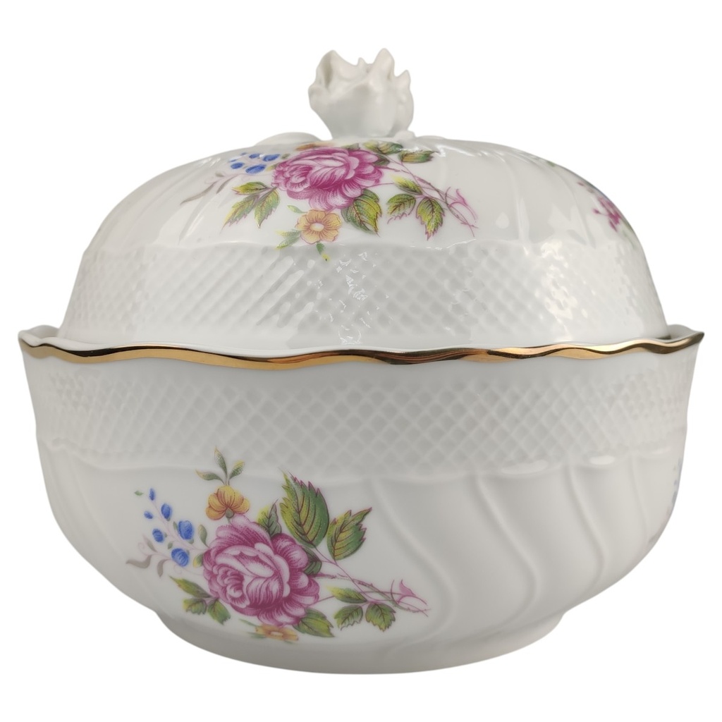[1818351] Deckeldose Goldrand Hollohaza Hungary Relief Blumendekor gebraucht - sehr gut Bild 2