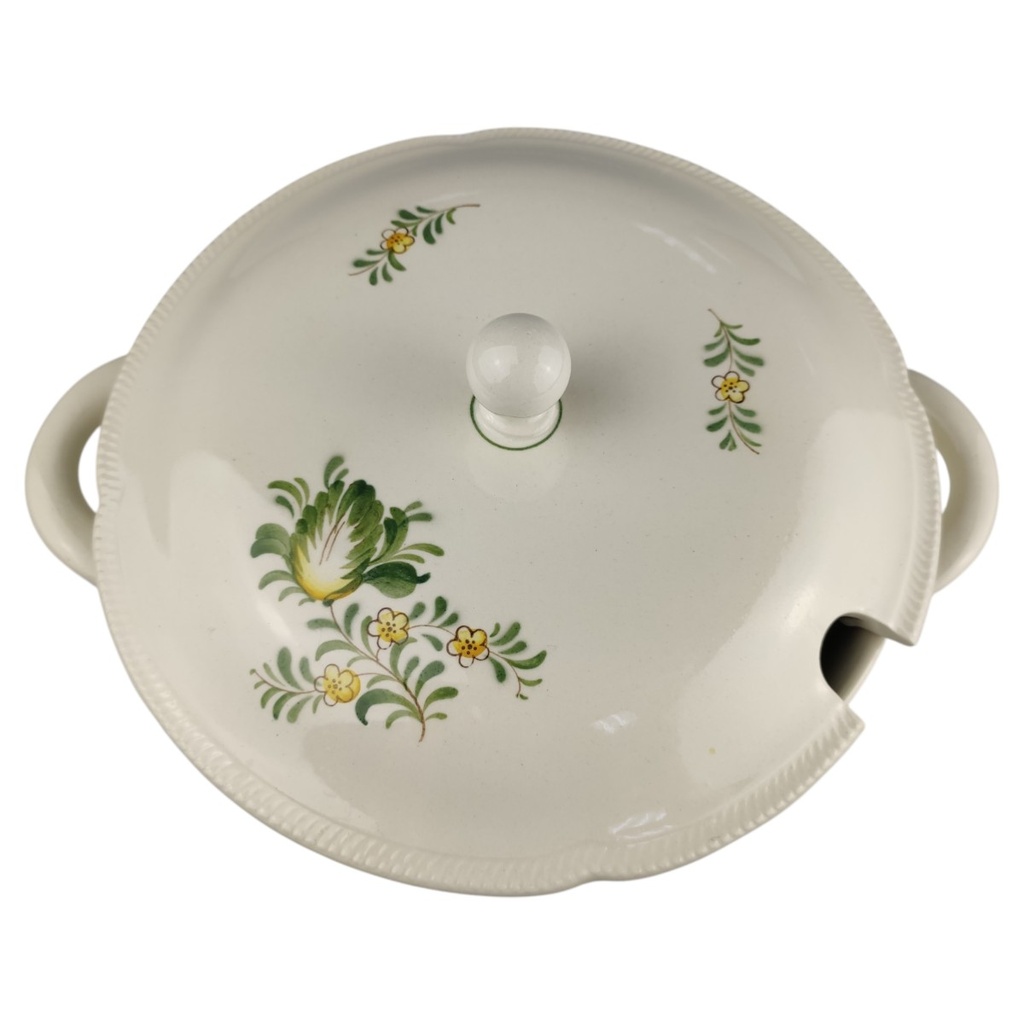 [1819005] Suppenterrine mit Deckel 2,2 L VEB Dresden Blumendekor grün gelb Blumen gebraucht - gut Bild 3