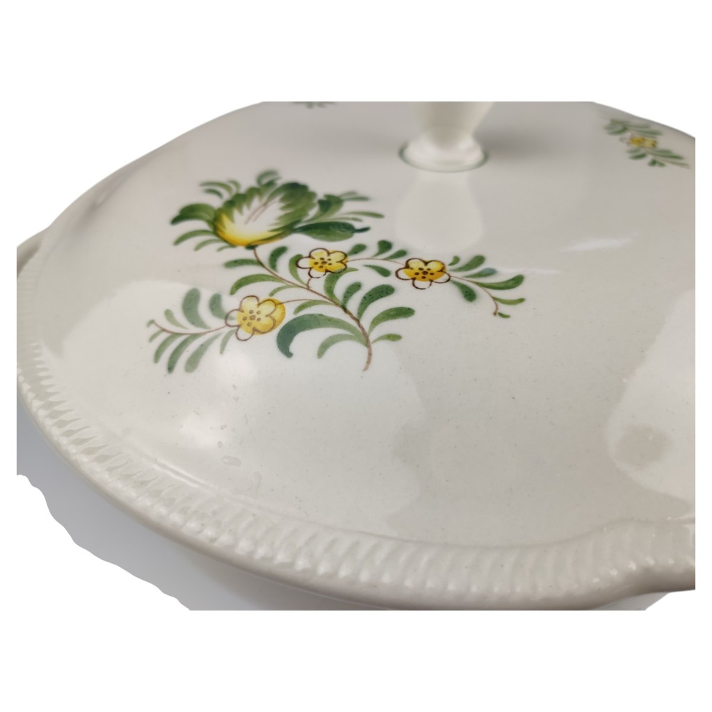 [1819005] Suppenterrine mit Deckel 2,2 L VEB Dresden Blumendekor grün gelb Blumen gebraucht - gut Bild 5