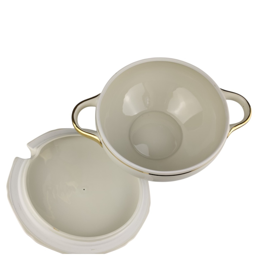 [1819009] Suppenterrine 2,6 L Schaller Elfenbein Relief Golddekor Beige gebraucht - gut Bild 6