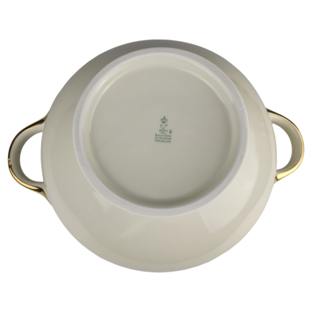 [1819009] Suppenterrine 2,6 L Schaller Elfenbein Relief Golddekor Beige gebraucht - gut Bild 7
