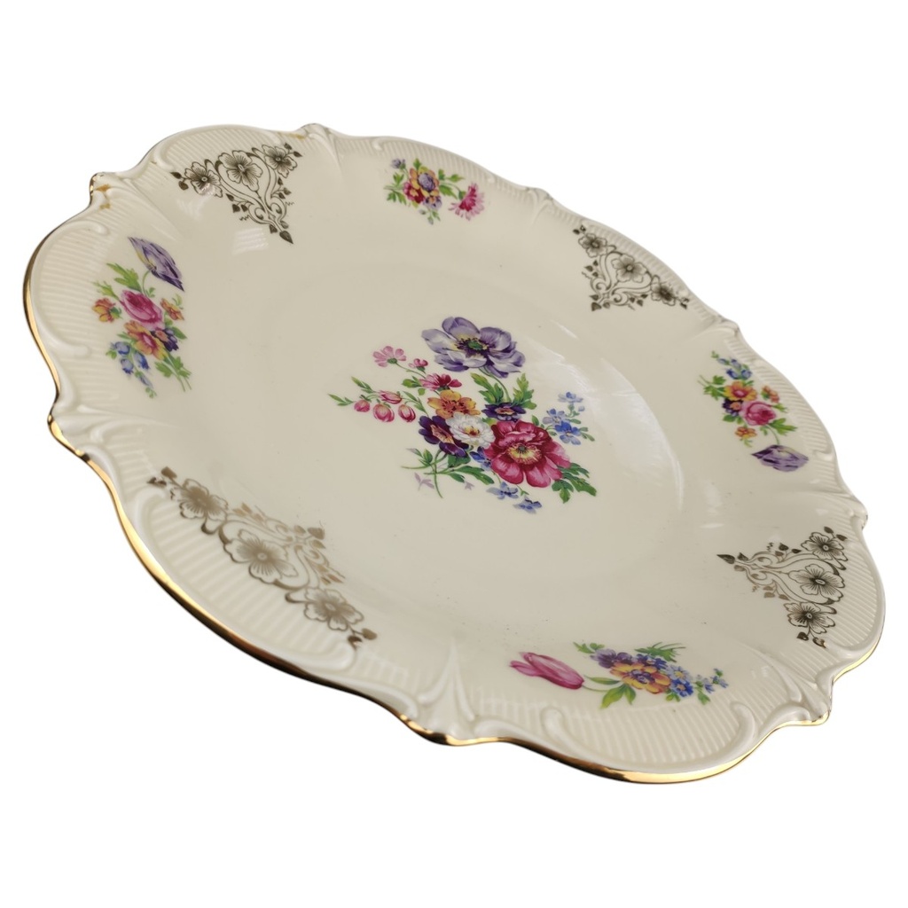 [1820817] Servierplatte Goldrand Schumann Blumendekor gebraucht - gut Bild 2