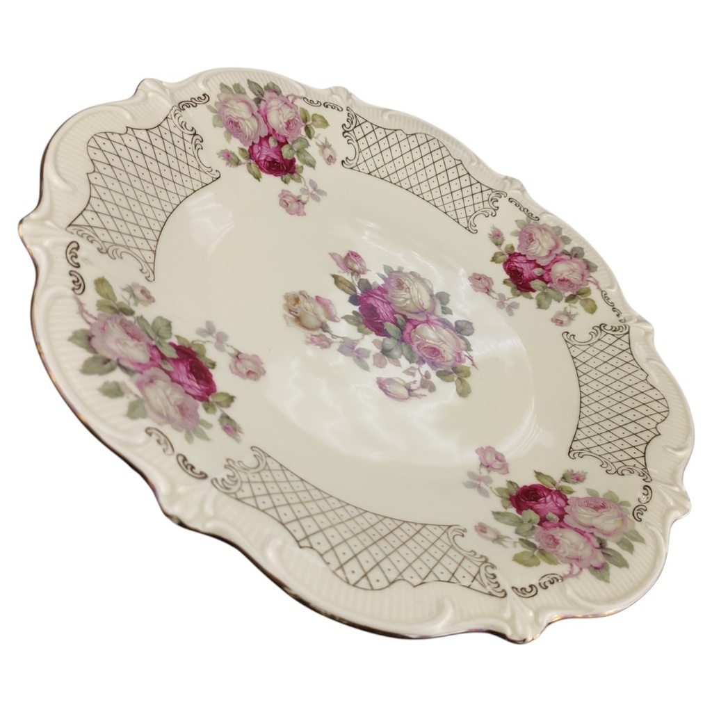 [1820818] Servierplatte Goldrand Schumann Blumendekor gebraucht - gut Bild 2