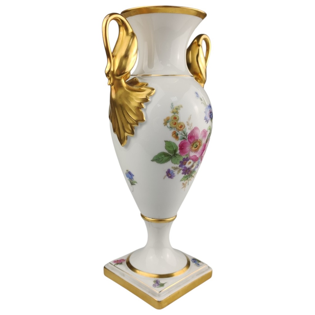 [1820880] Vase Pokalvase 23,6 cm Alka Kunst Meißen Blumen Golddekor gebraucht - sehr gut Bild 3